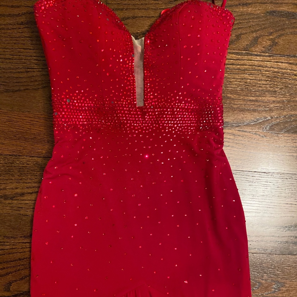 Jovani Red Mermaid Dress - Picture 2 of 7
